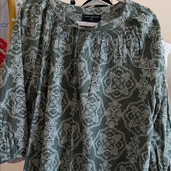 Lane Bryant Olive Patterned Blouse - Picture 4 of 4